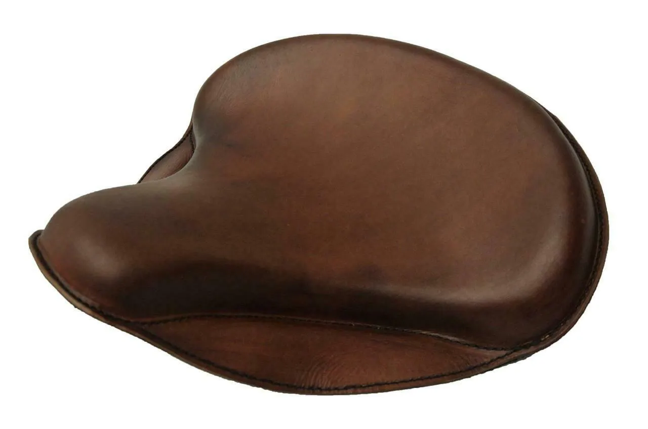 15x14" Brown Leather Spring Solo Tractor Seat Chopper Bobber Harley Sportster