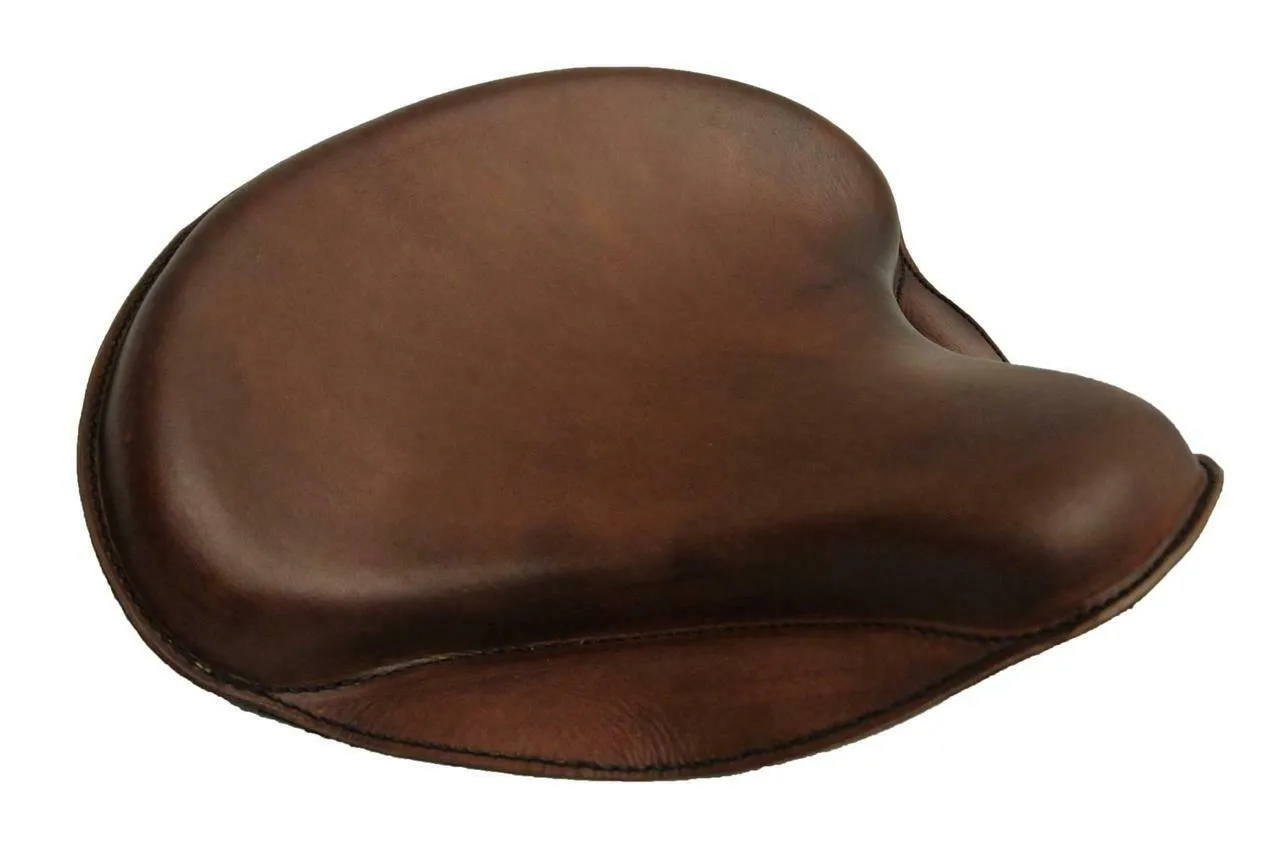 15x14" Brown Leather Spring Solo Tractor Seat Chopper Bobber Harley Sportster