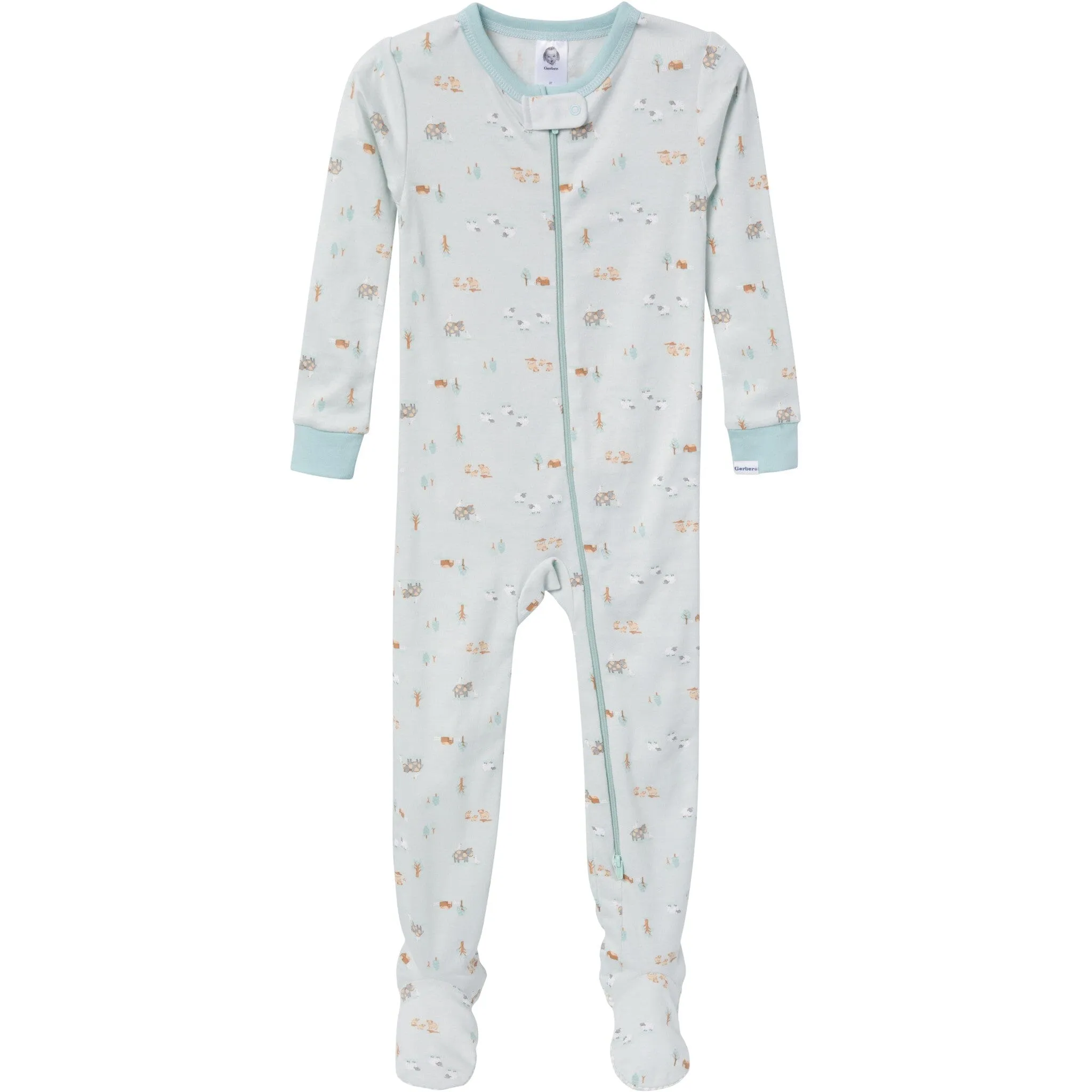 4-Pack Baby & Toddler Neutral Farm Snug Fit Footed Pajamas