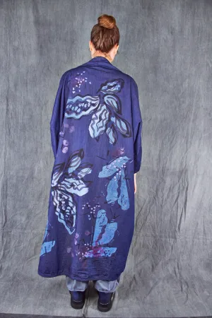 5276A-Long Tencel Denim Kimono-Blue Ink-Blues Garden