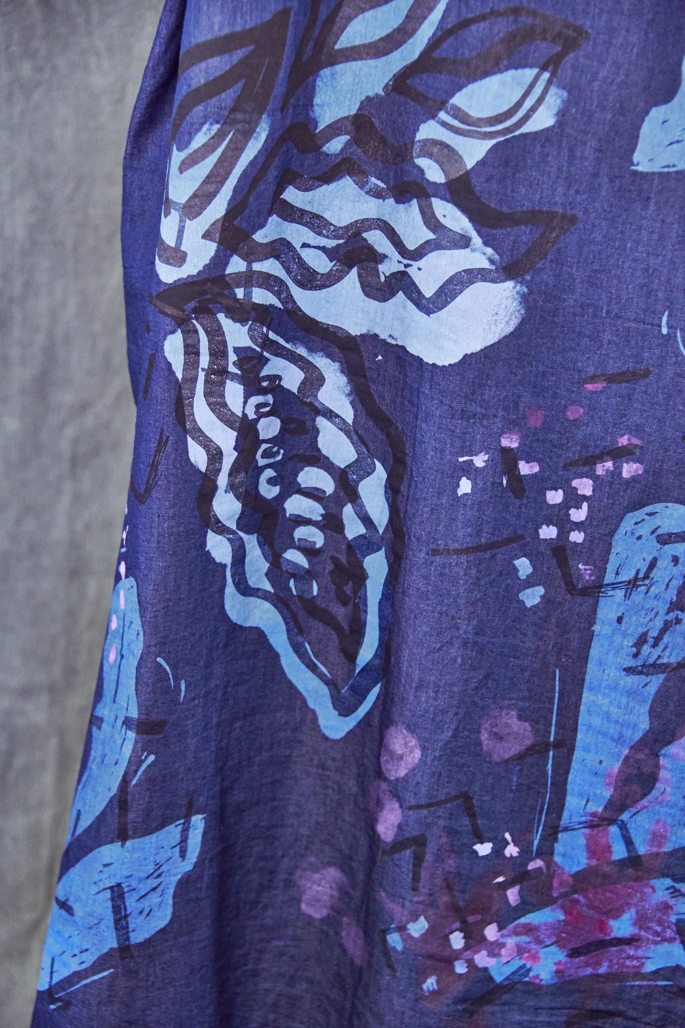 5276A-Long Tencel Denim Kimono-Blue Ink-Blues Garden