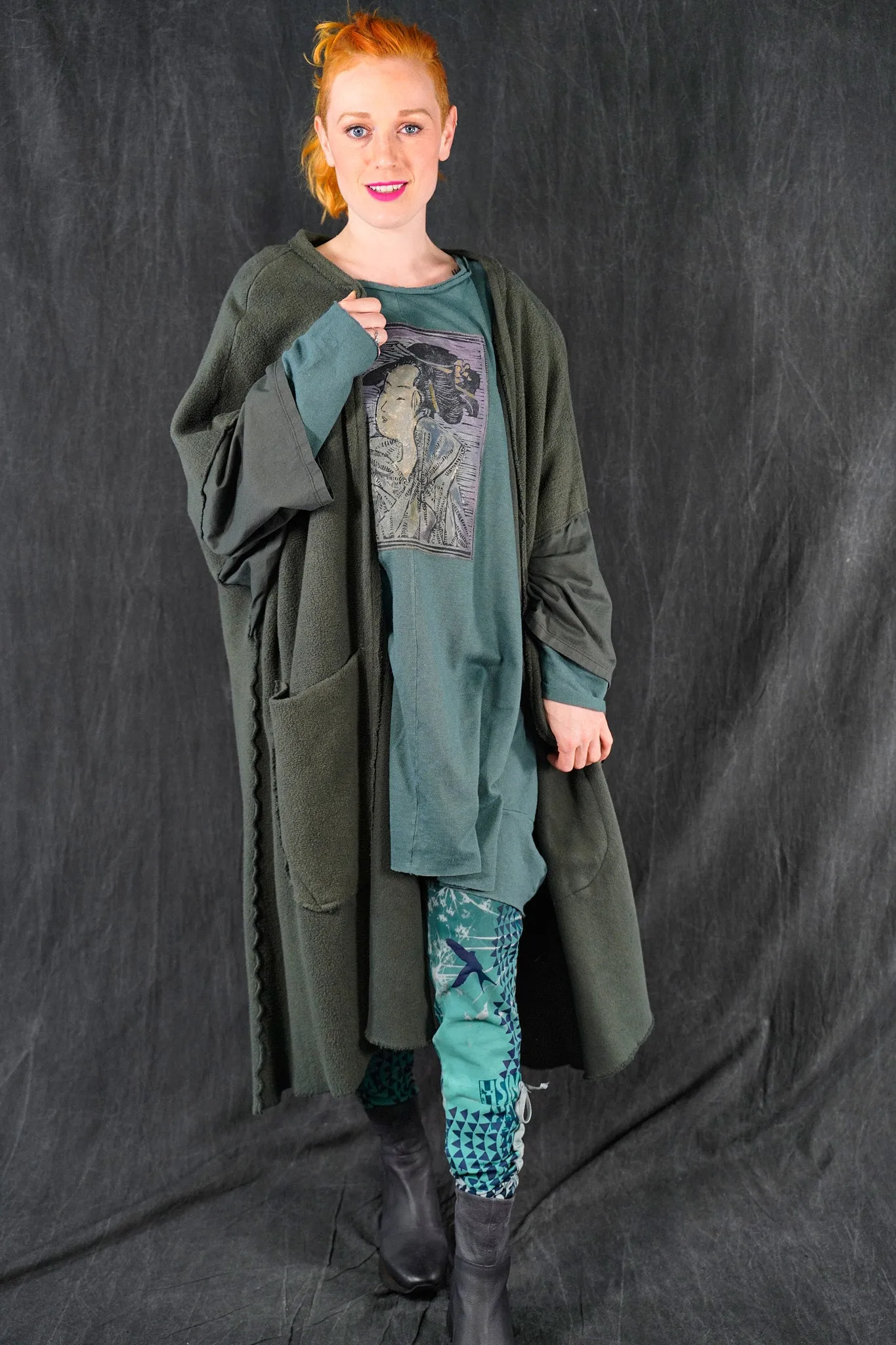 5295 Sherpa Kimono Black Olive Drab-U