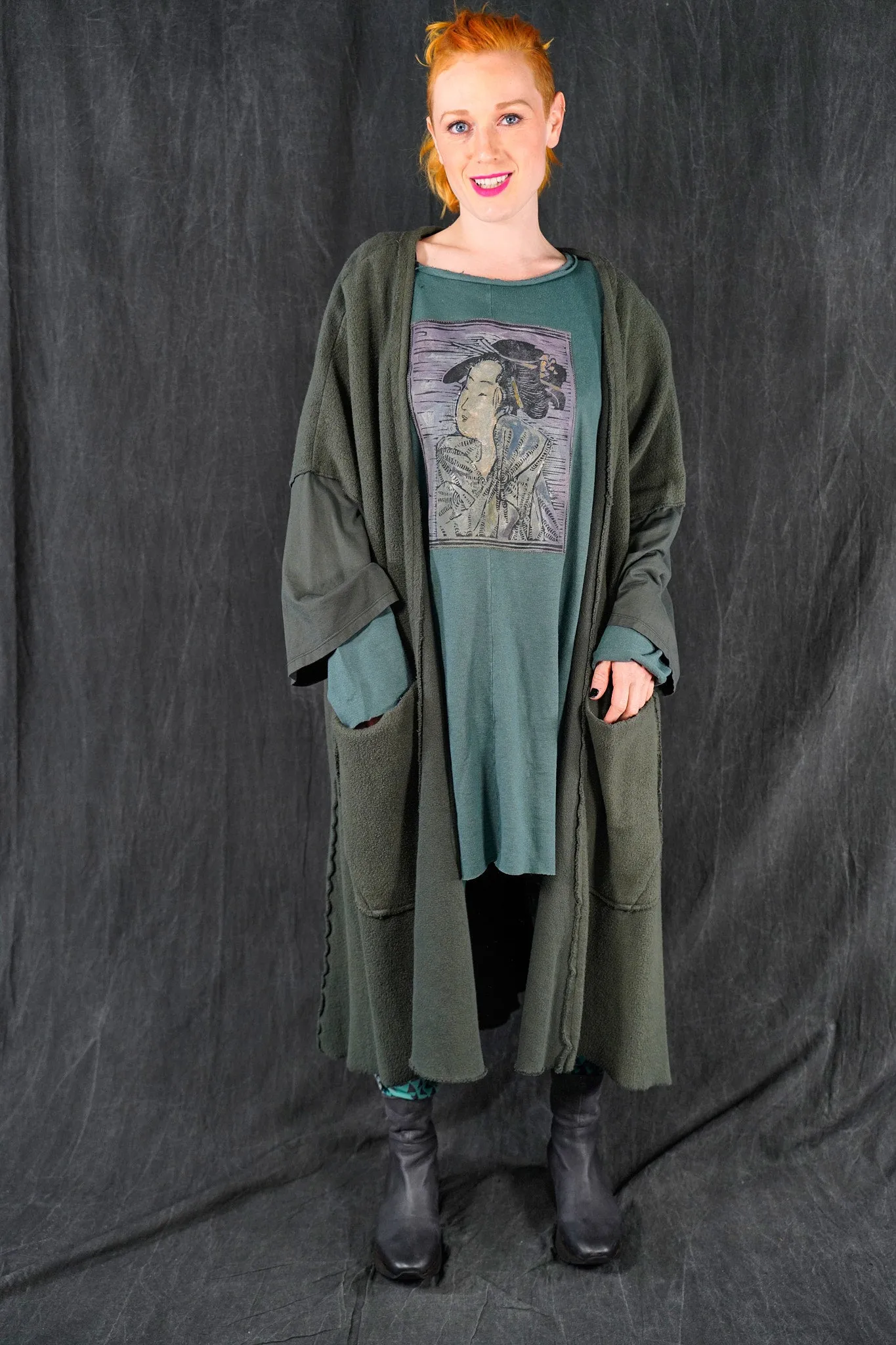 5295 Sherpa Kimono Black Olive Drab-U