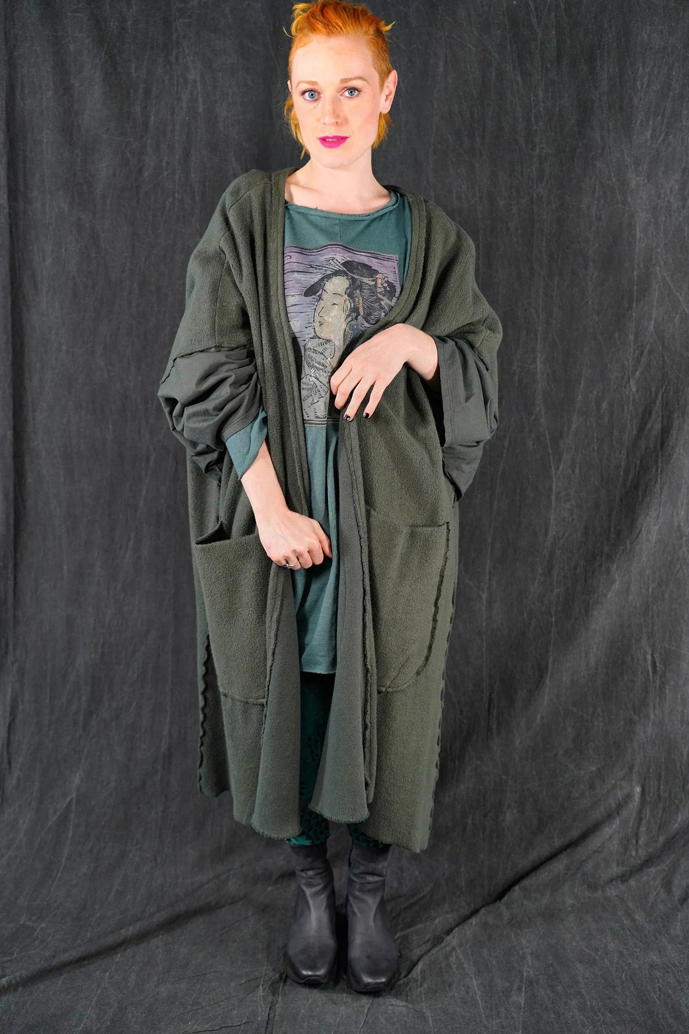 5295 Sherpa Kimono Black Olive Drab-U