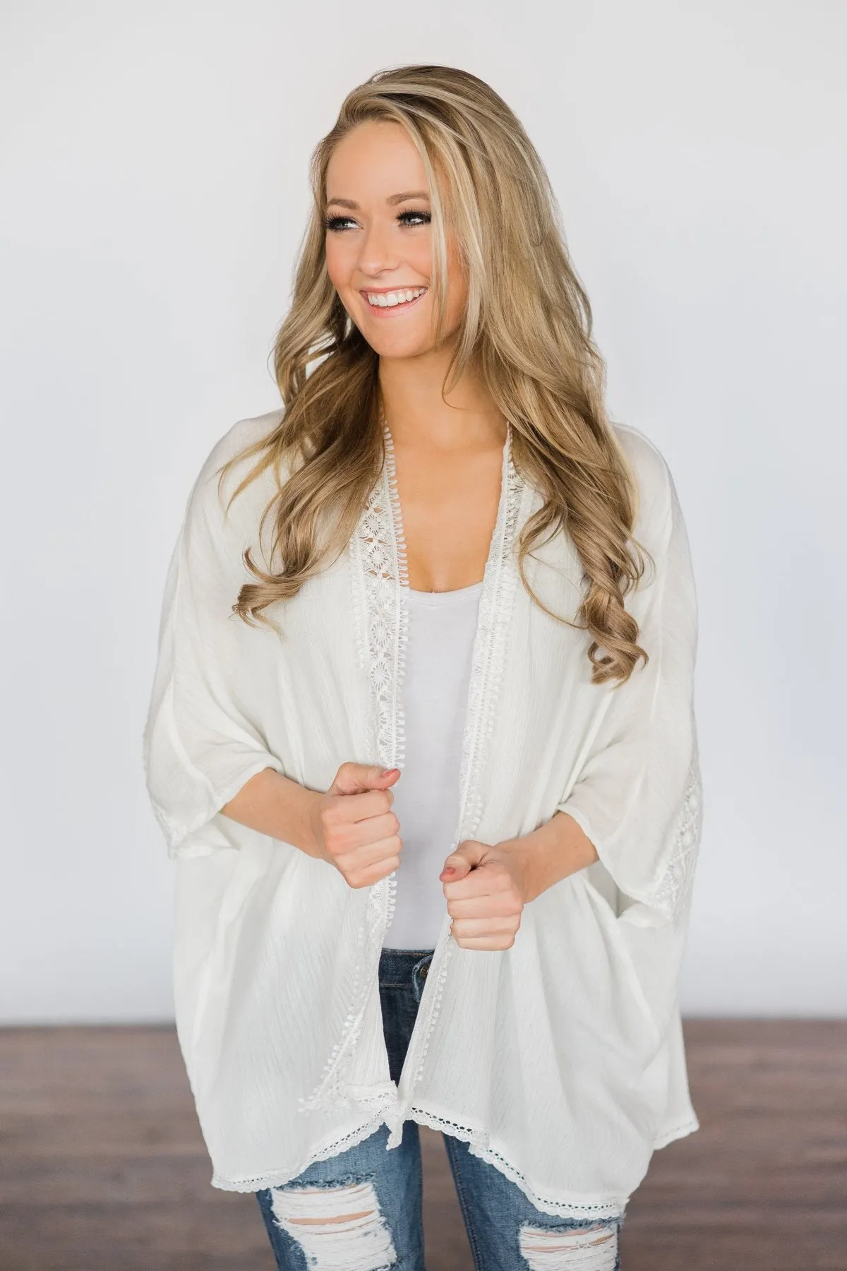 A Delicate Romance Ivory Kimono