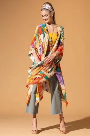 Abstract Tropics Lurex Kimono