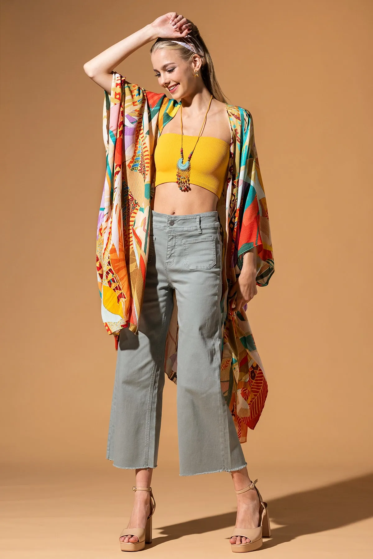 Abstract Tropics Lurex Kimono