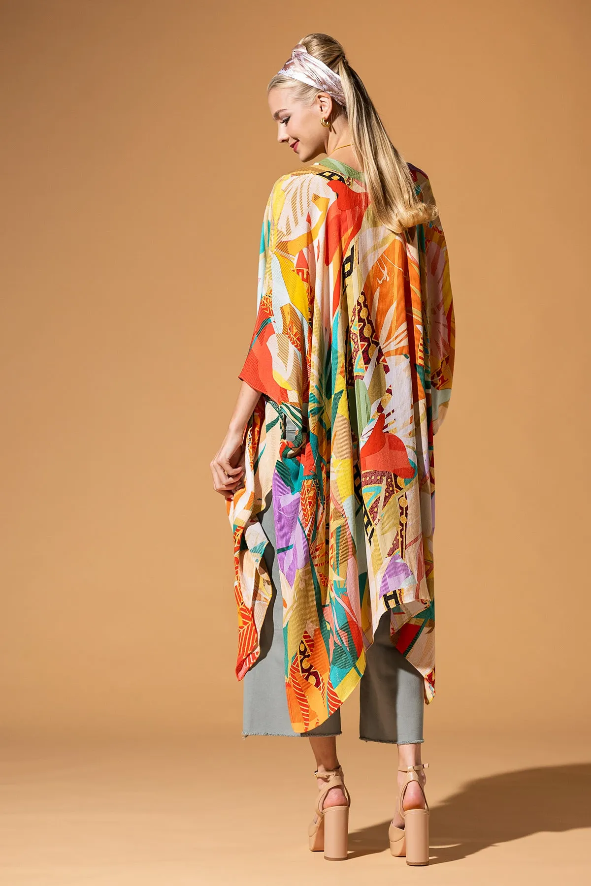 Abstract Tropics Lurex Kimono