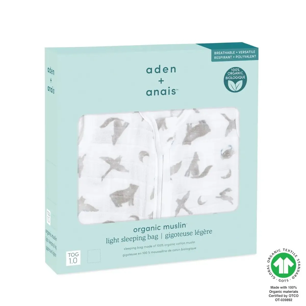 ADEN   ANAIS Organic Cotton Light Sleeping Bag 1.0 Tog - Map the Stars