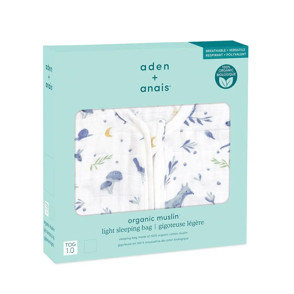 ADEN   ANAIS Organic Cotton Light Sleeping Bag 1.0 Tog - Sleepy Forest