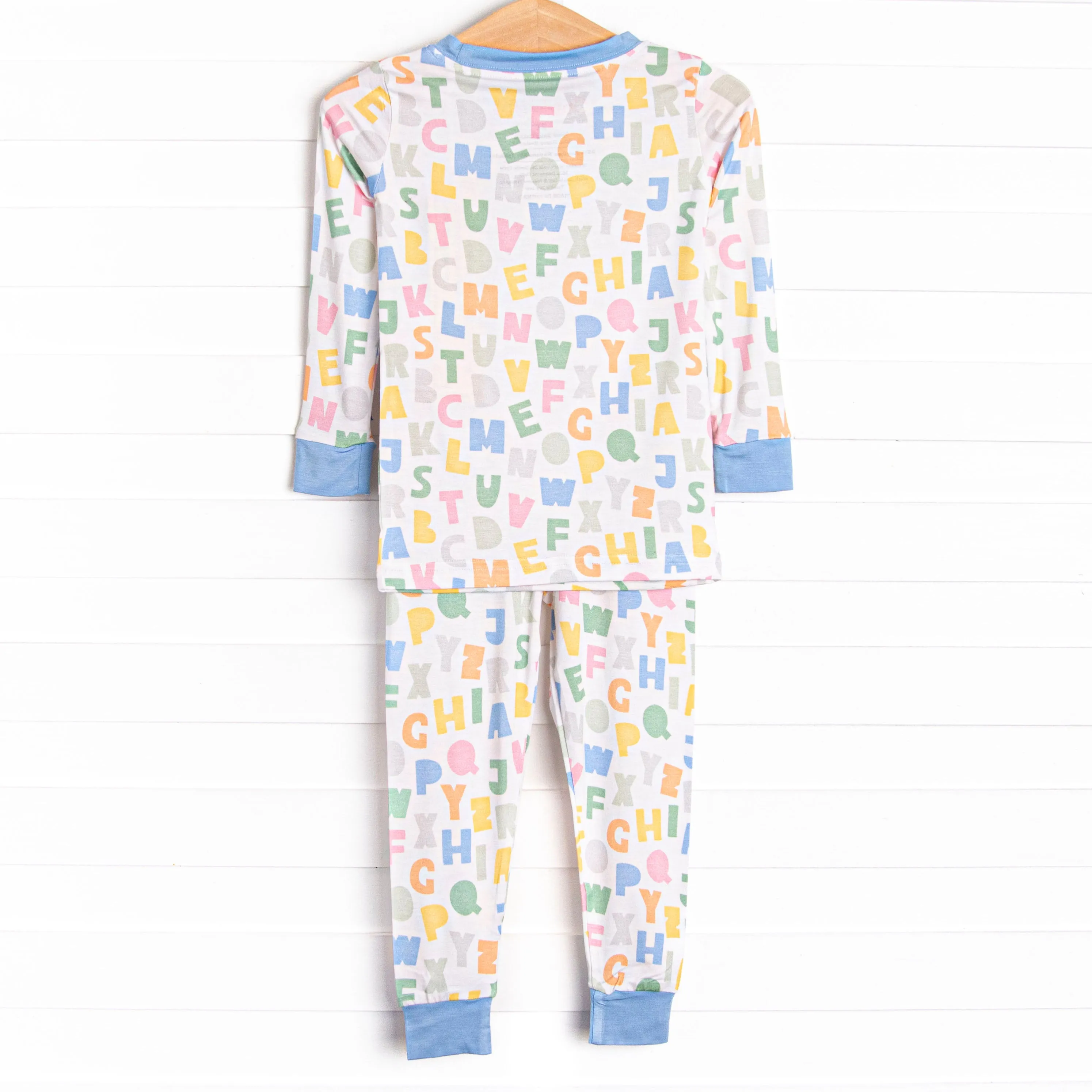 Alphabet Bamboo Pajama Set, Blue