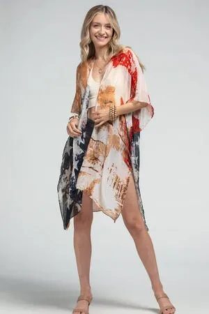 American Flag Kimono Cardigan with Vintage Look Election Outfit US Flag July 4 for Spring summer