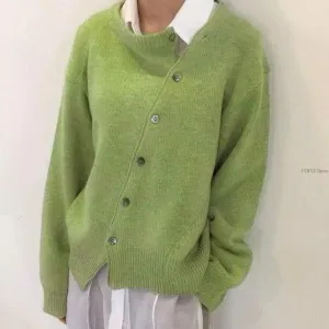 Amélie – Women’s Asymmetrical Buttoned Knit Cardigan