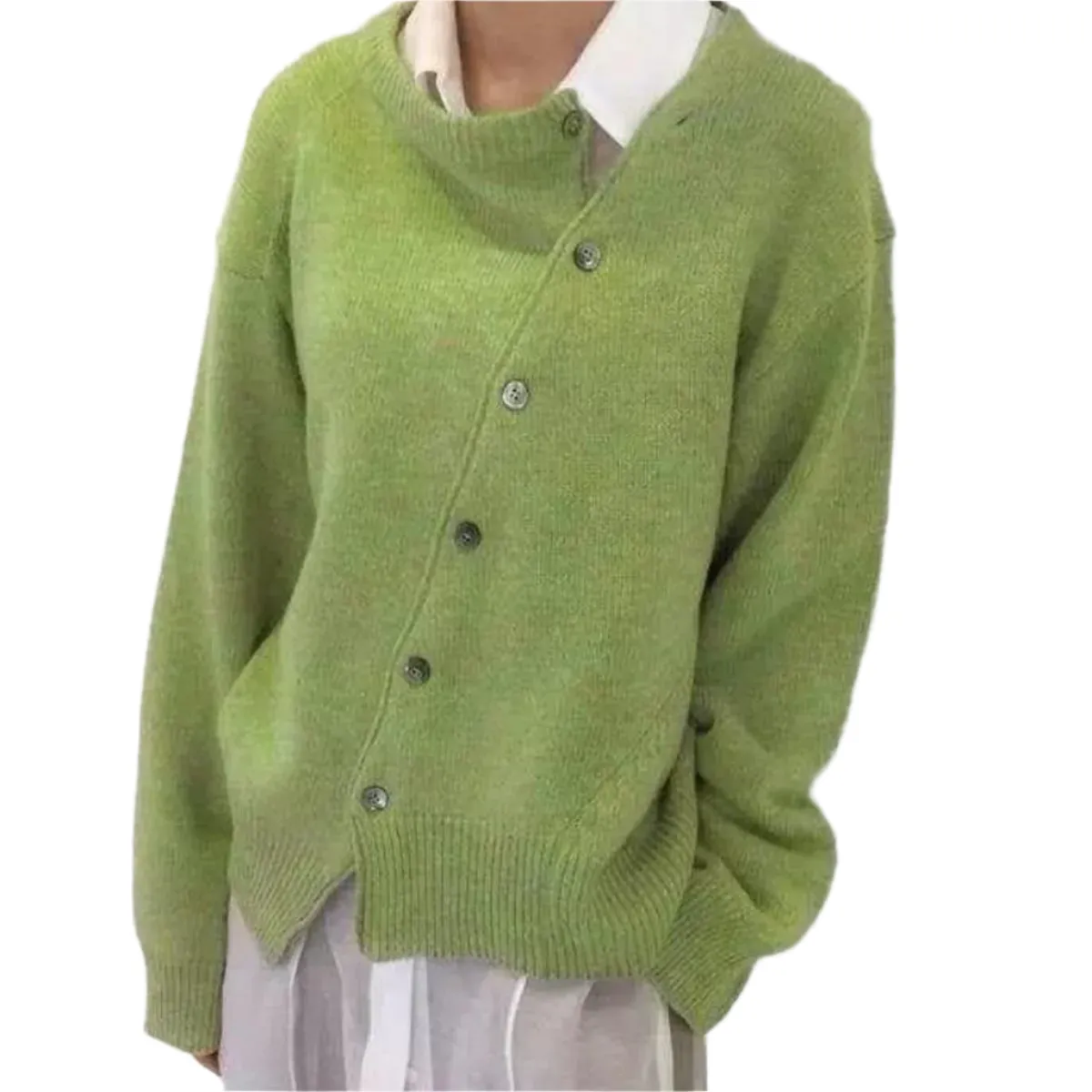 Amélie – Women’s Asymmetrical Buttoned Knit Cardigan