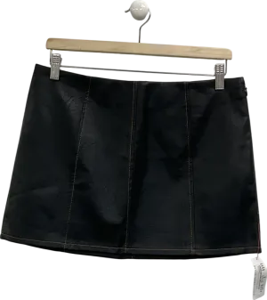 ASOS Black Contrast Stitching Leather Look Mini Skirt UK 10
