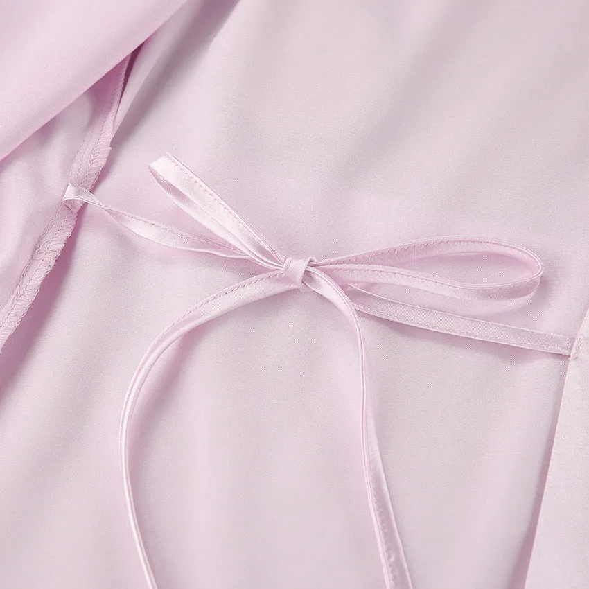 Autumn Pink Artificial Silk Feather Pajamas Two Piece Sets