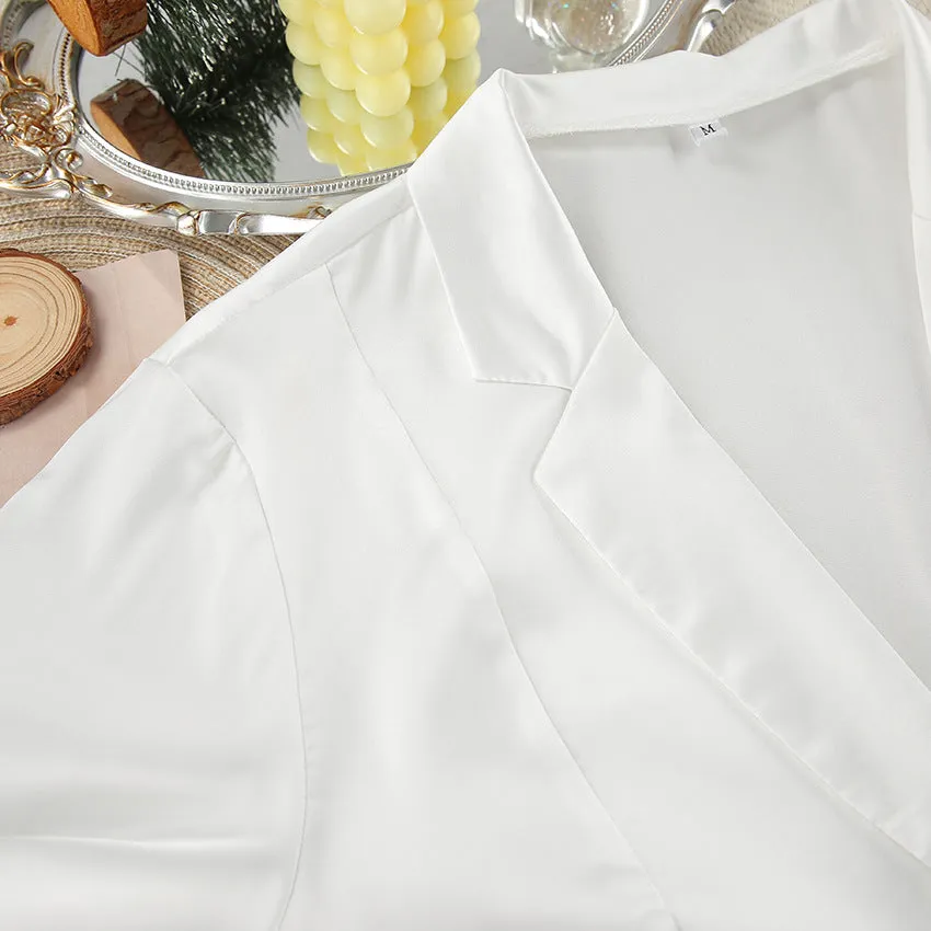 Autumn Satin Loose Cardigan Long Sleeved Pajamas Set
