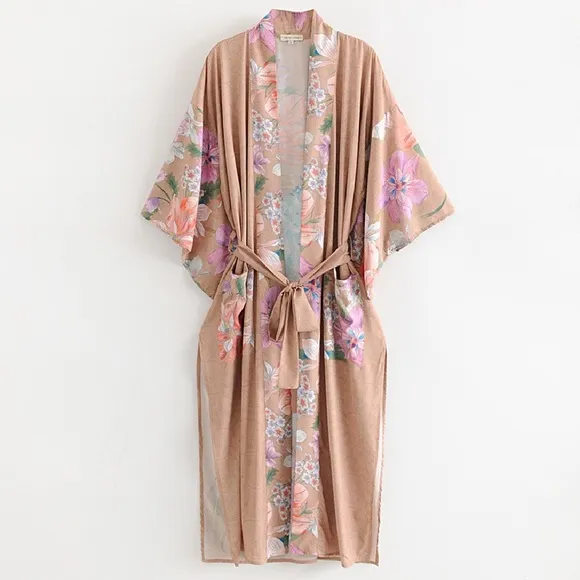 Beautiful boho nude or blue Peacock kimono