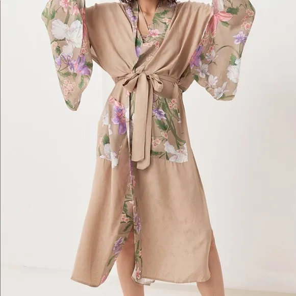 Beautiful boho nude or blue Peacock kimono