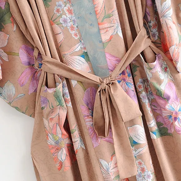 Beautiful boho nude or blue Peacock kimono
