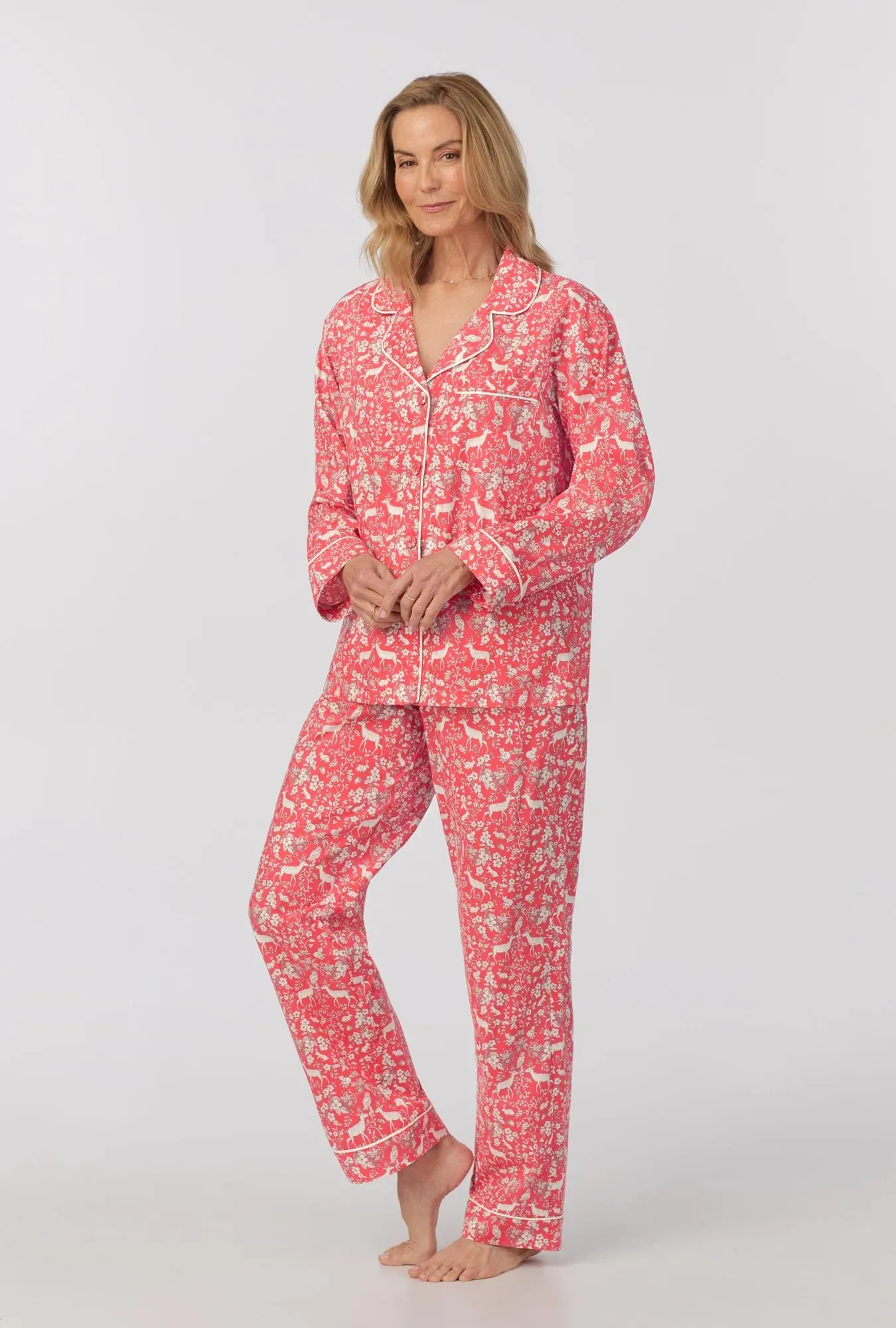 Bedhead Long Sleeve Woven Cotton Poplin PJ Set - Darling Deer