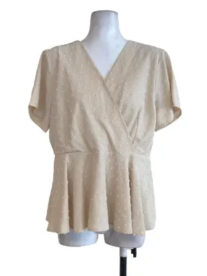 Beige V Neck Top