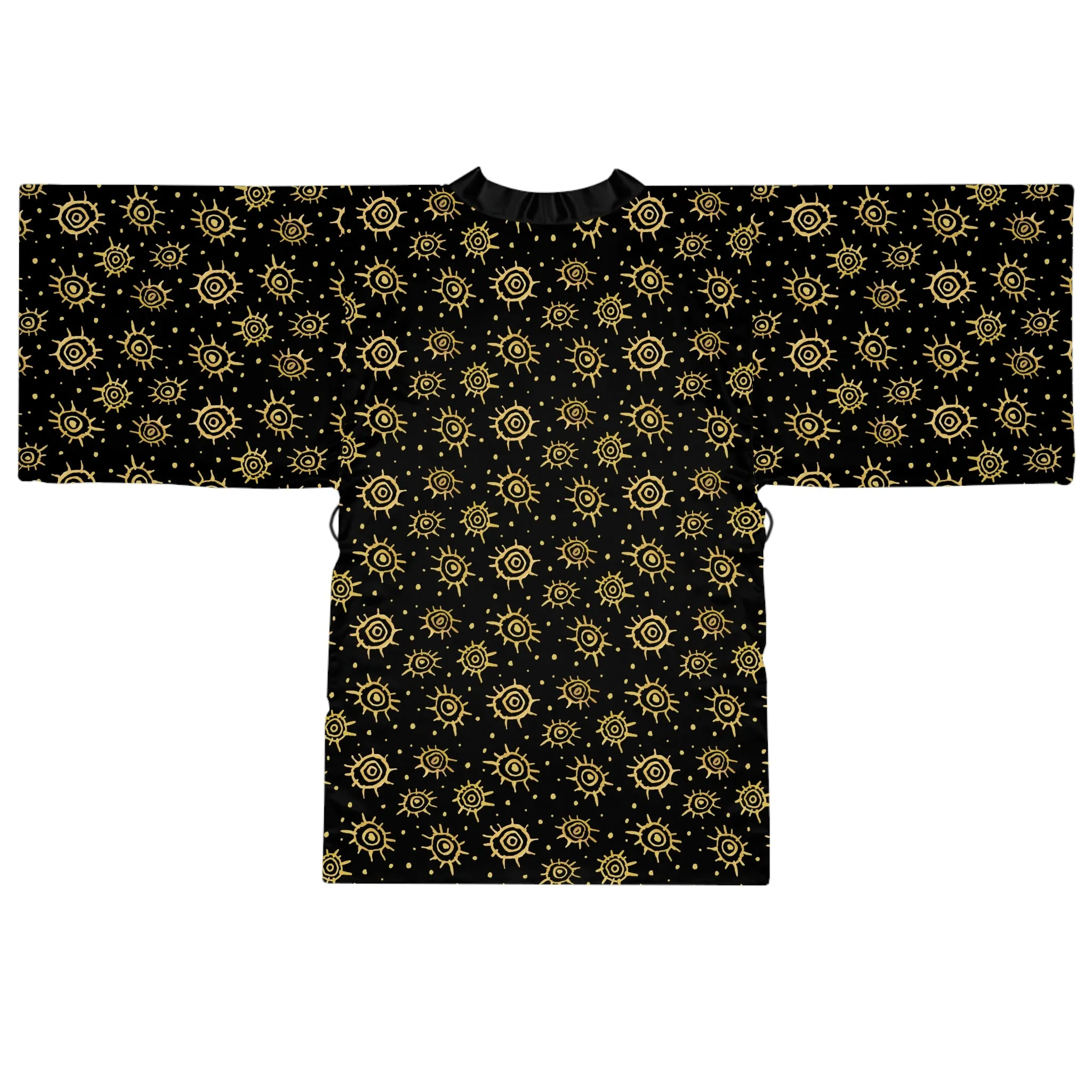 Black Golden Suns Beach Kimono