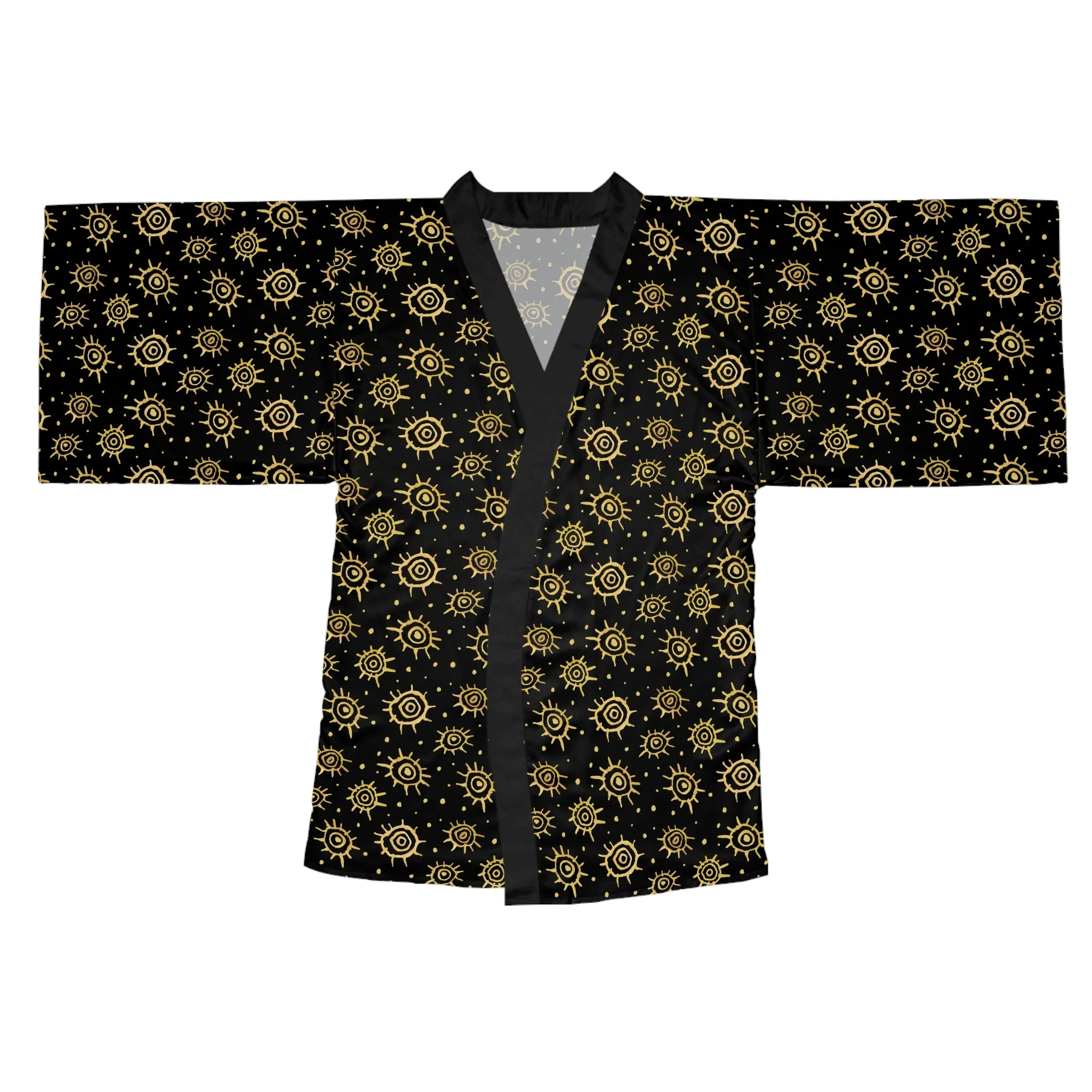 Black Golden Suns Beach Kimono