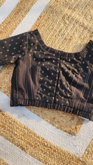 Black Jacquard Cotton Blouse