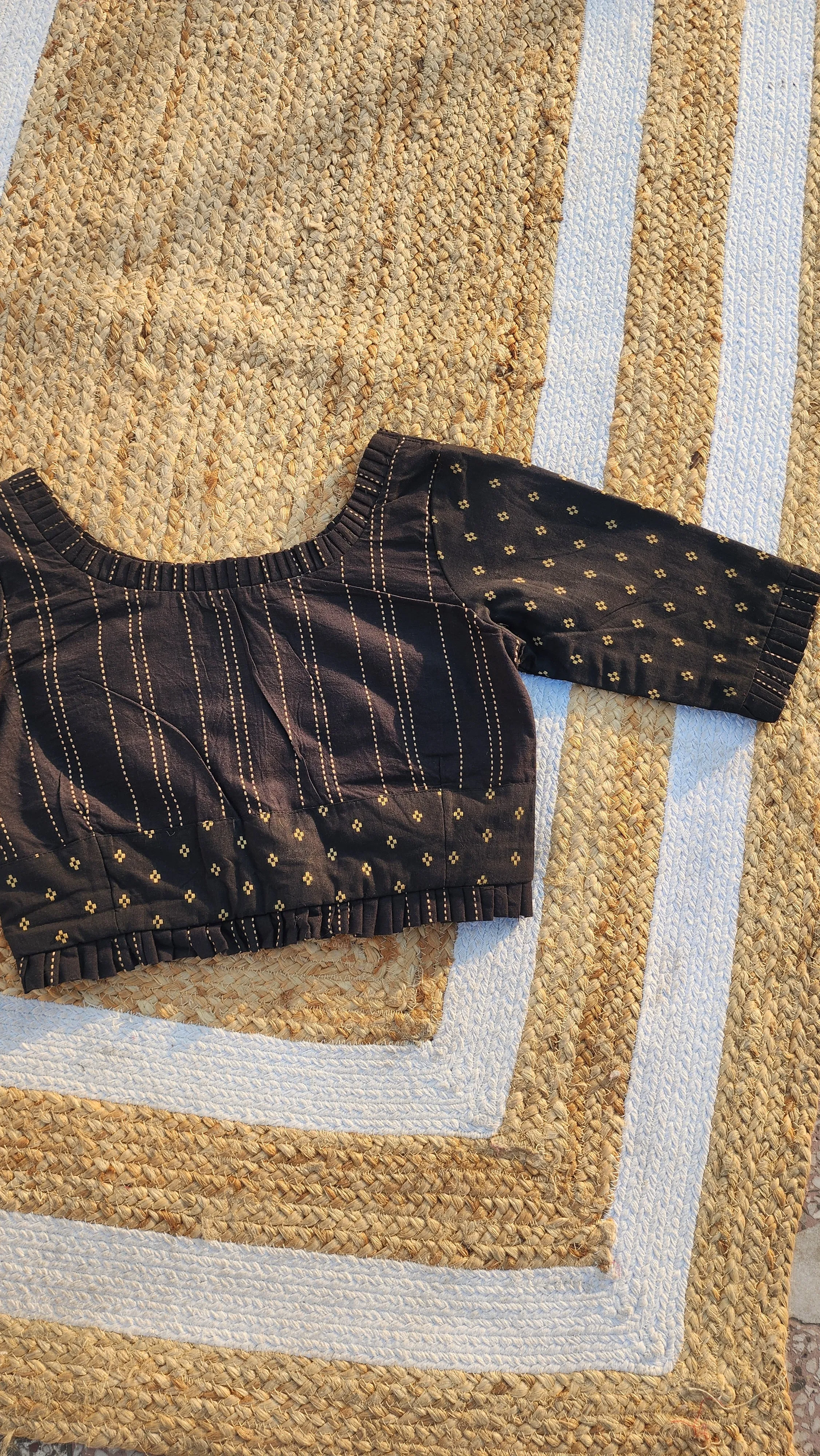 Black Jacquard Cotton Blouse