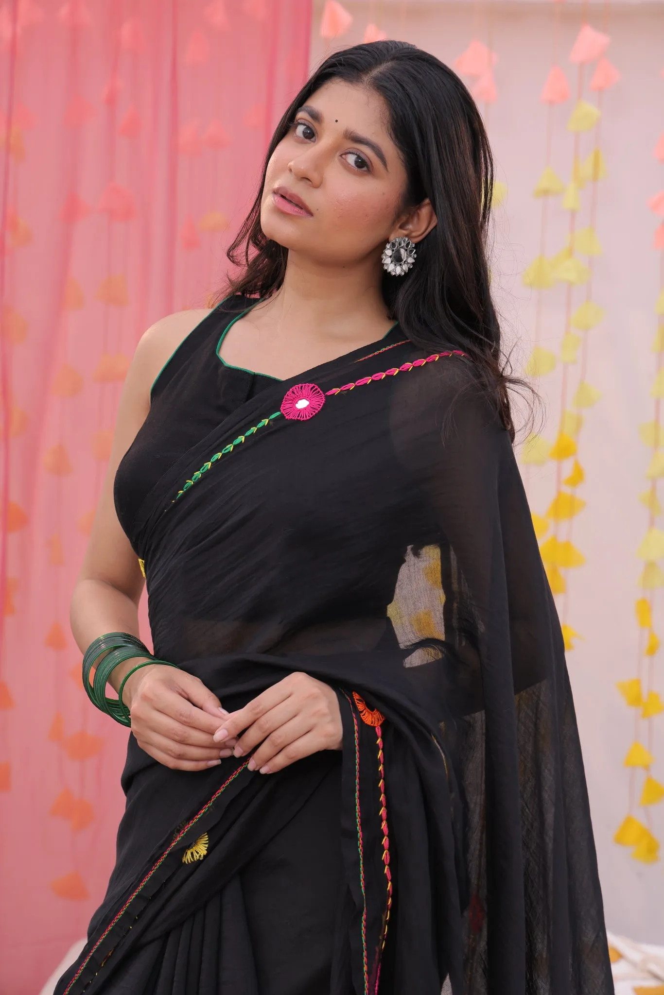 Black Mandala Racer Back Blouse