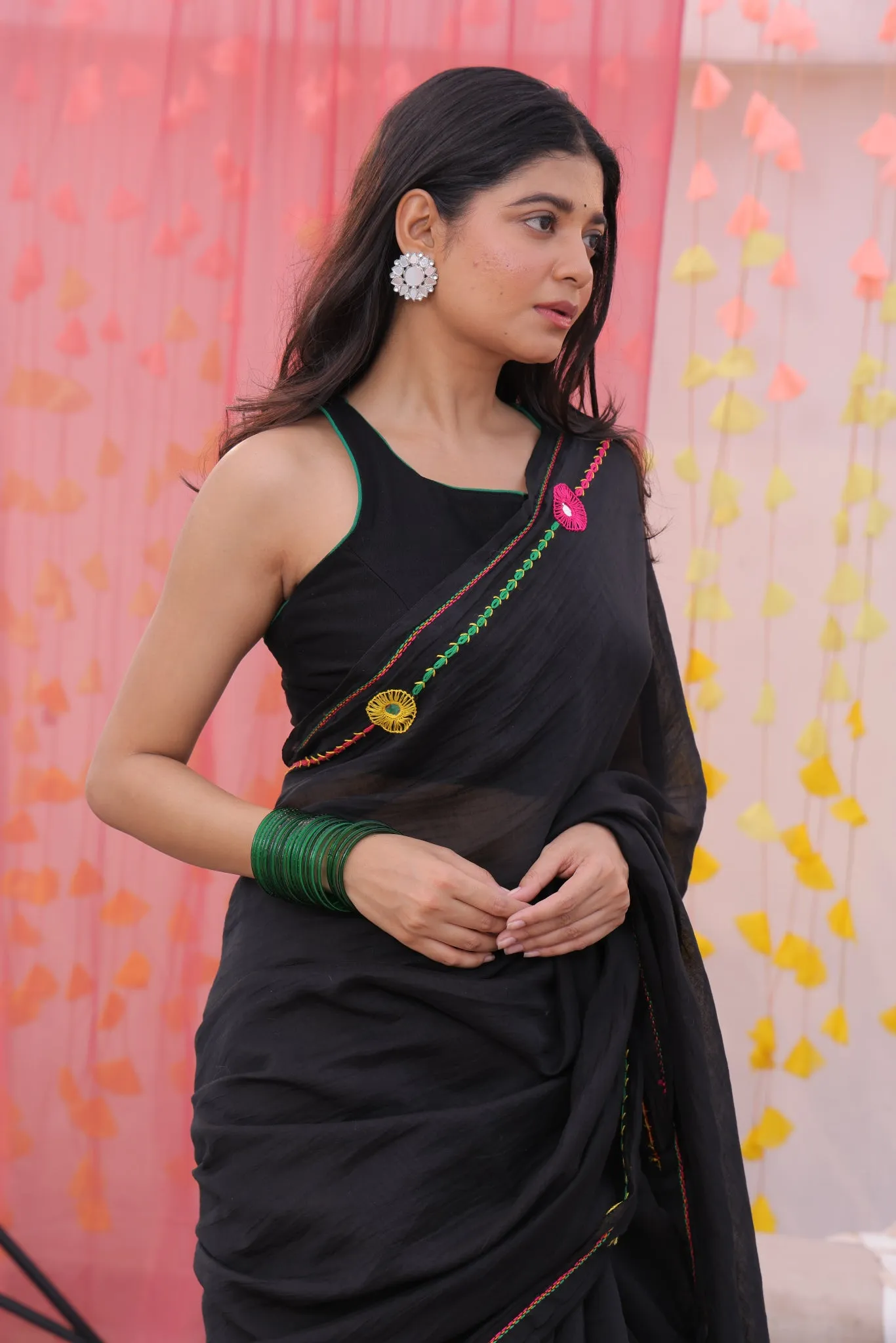 Black Mandala Racer Back Blouse
