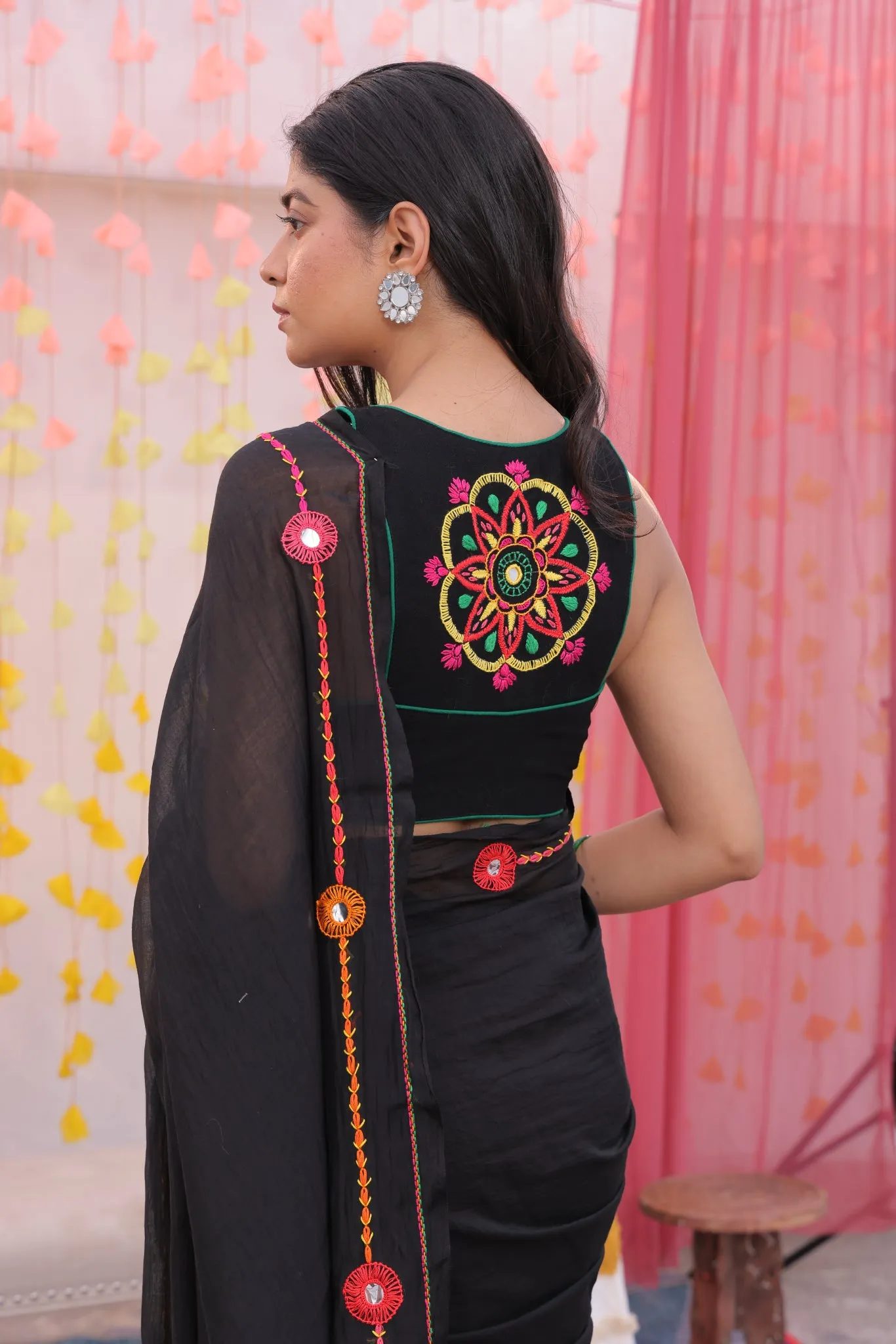 Black Mandala Racer Back Blouse