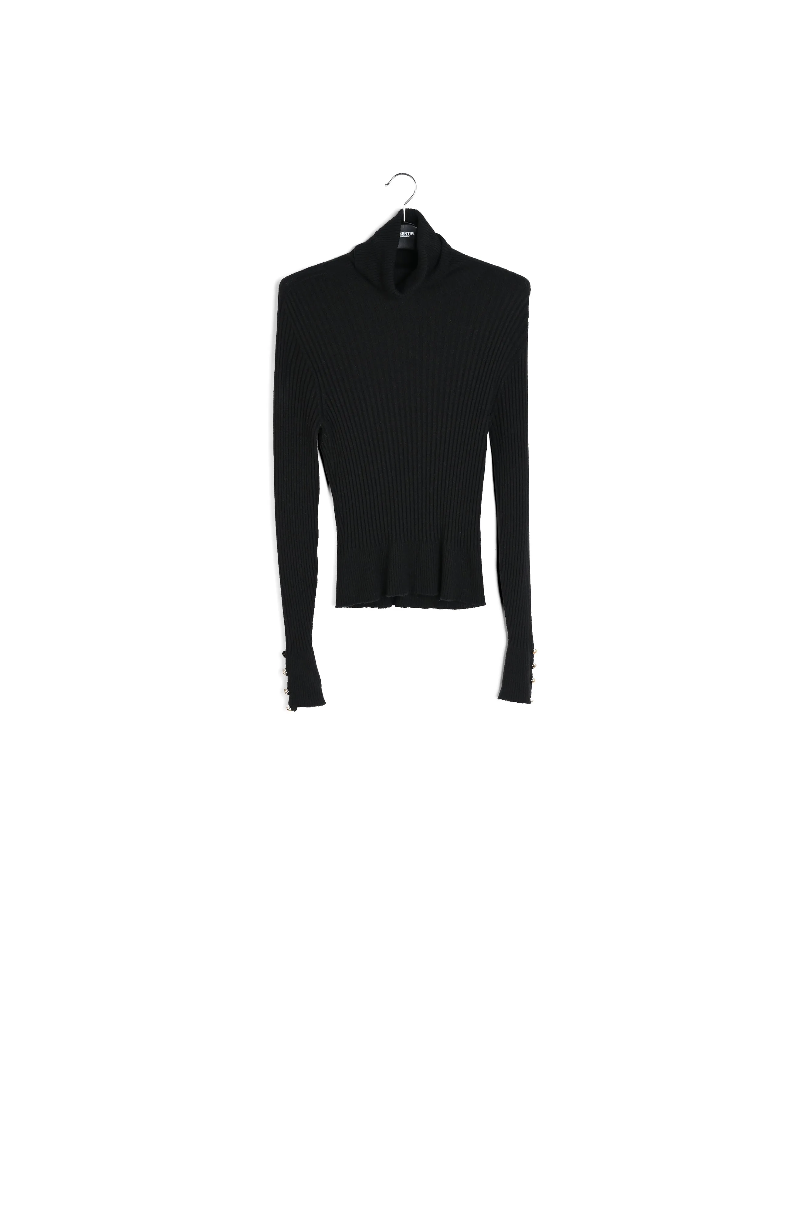 Black rib-knitted turtleneck sweater