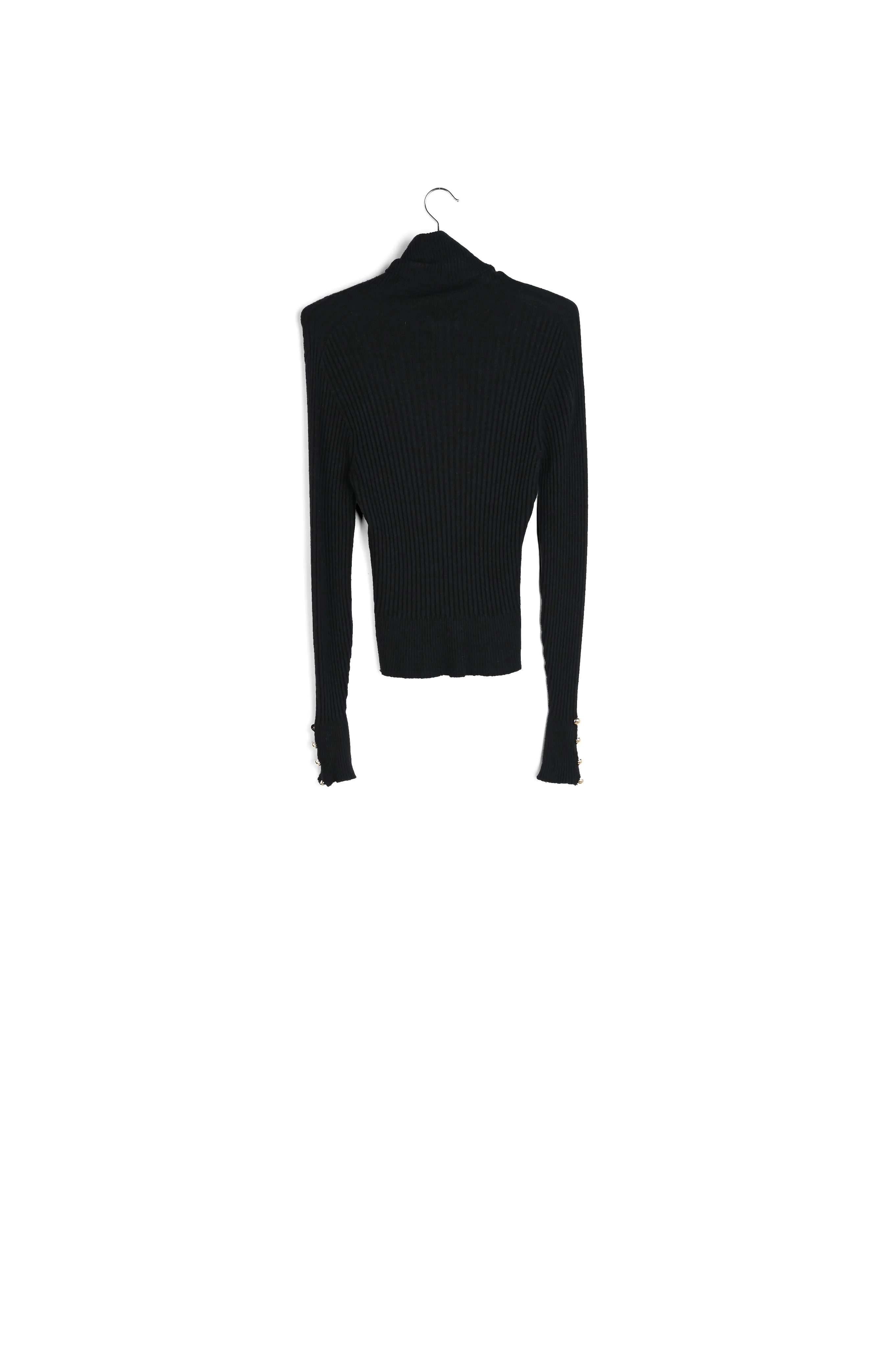 Black rib-knitted turtleneck sweater