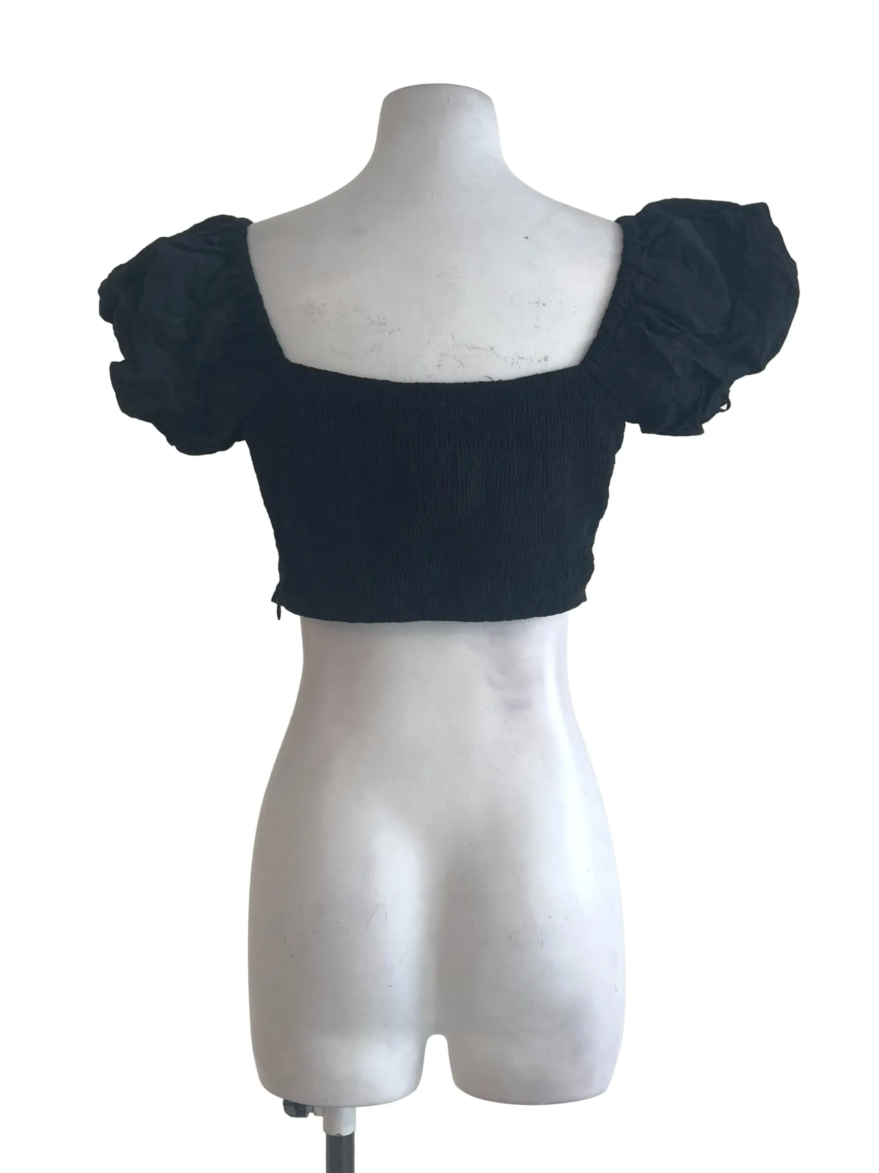 Black Ribboned Crop Top