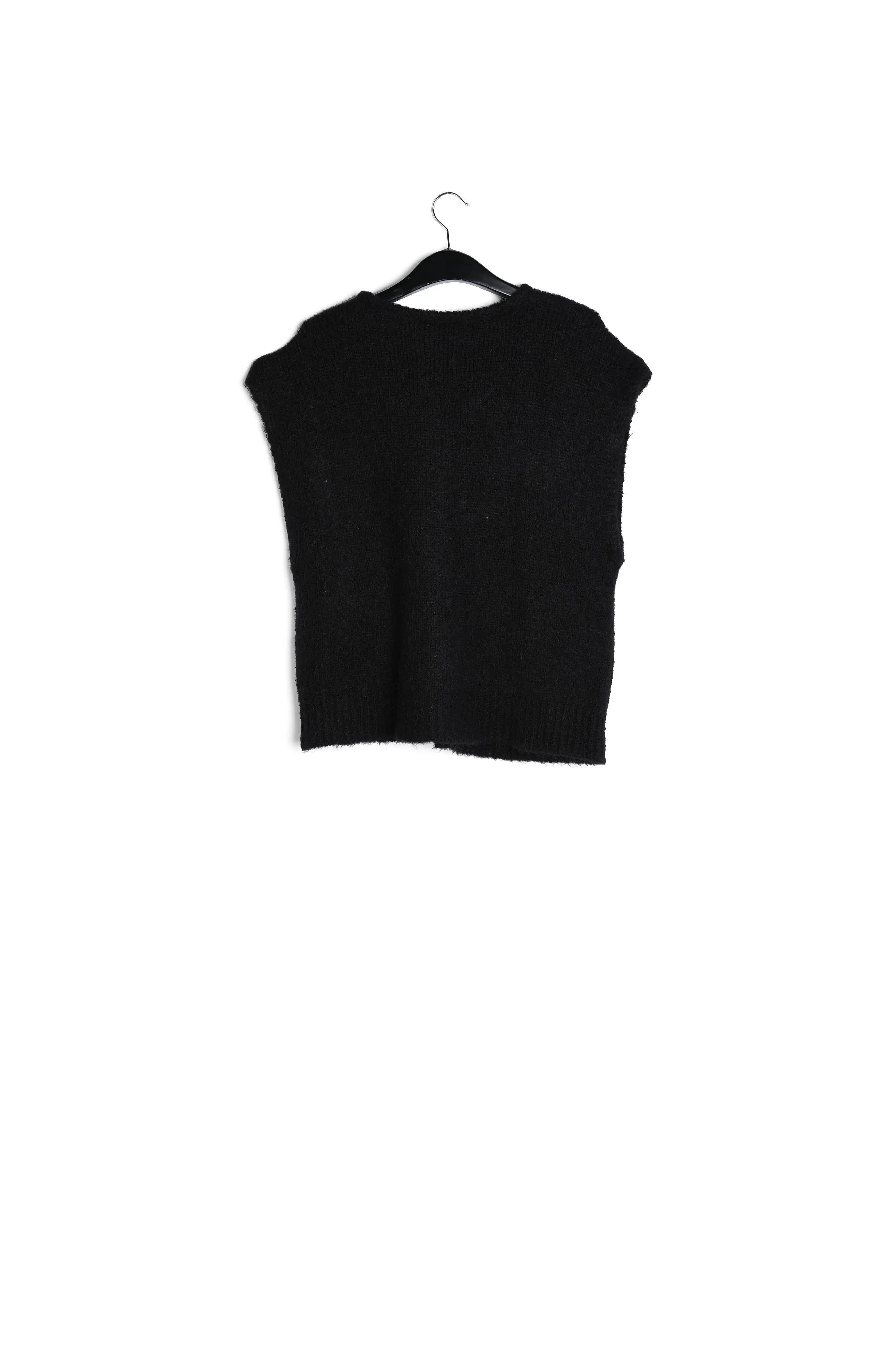Black sleeveless mohair-blend cardigan