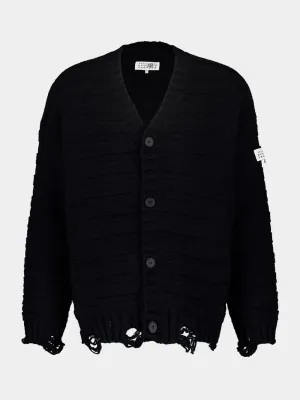 Black V-neck Knitted Cardigan