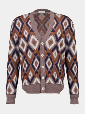 Blue and Brick Orange Knit Cardigan
