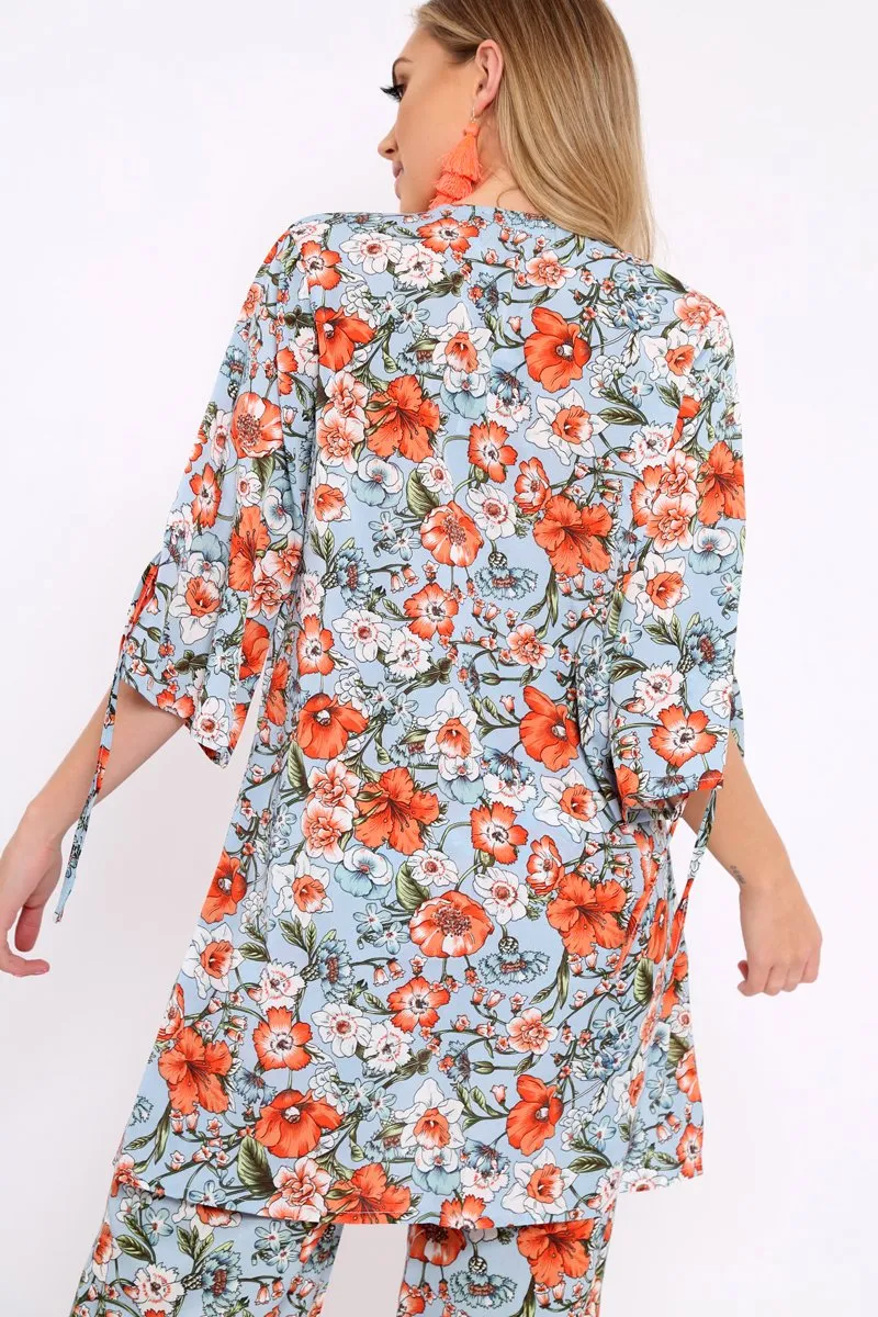 Blue Floral Kimono - Aija