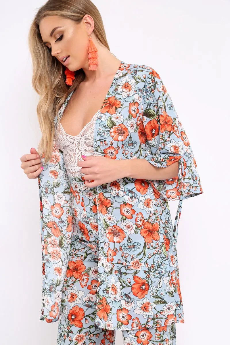 Blue Floral Kimono - Aija