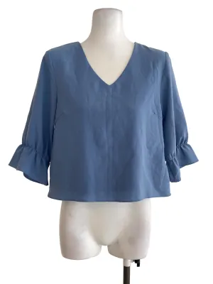 Blue V Neck Blouse