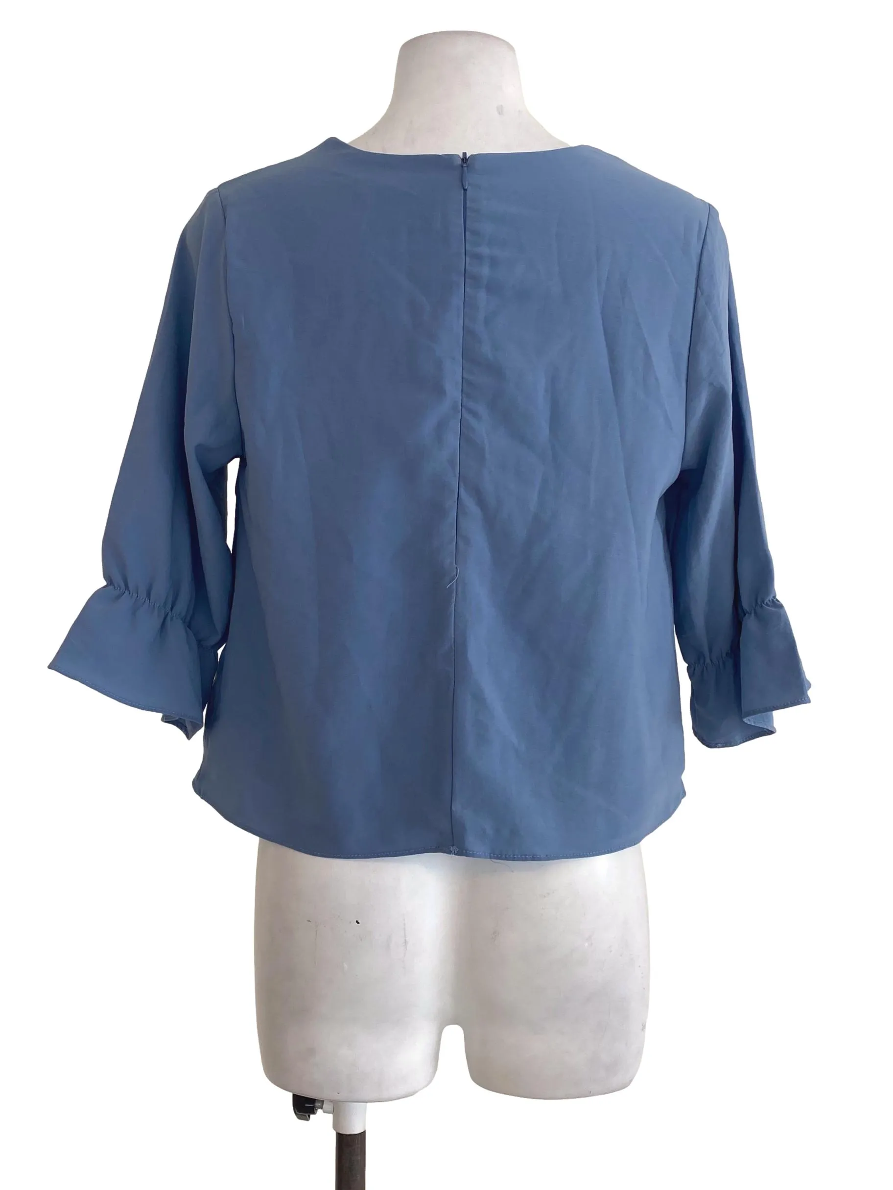 Blue V Neck Blouse