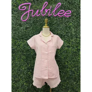 Blush Seersucker Short Set