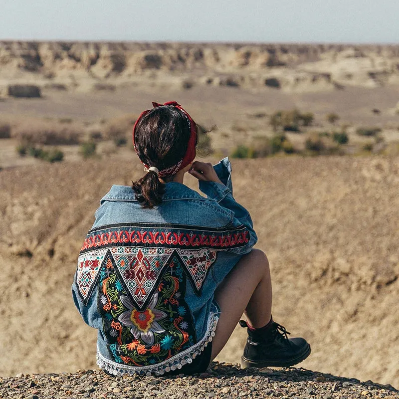 Boho Embroidered Denim Jacket