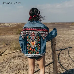 Boho Embroidered Denim Jacket