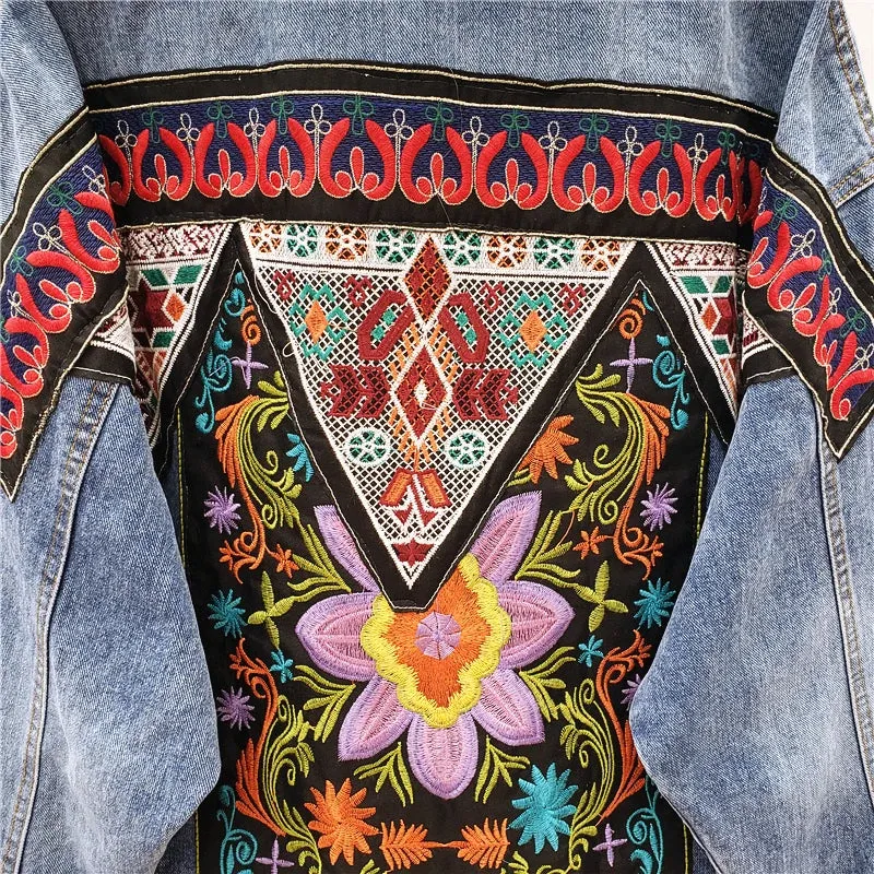 Boho Embroidered Denim Jacket