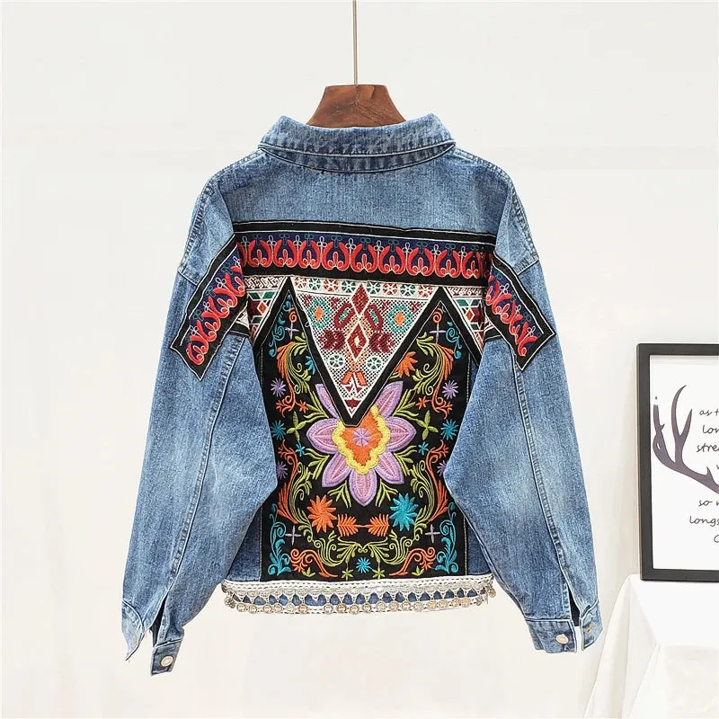 Boho Embroidered Denim Jacket