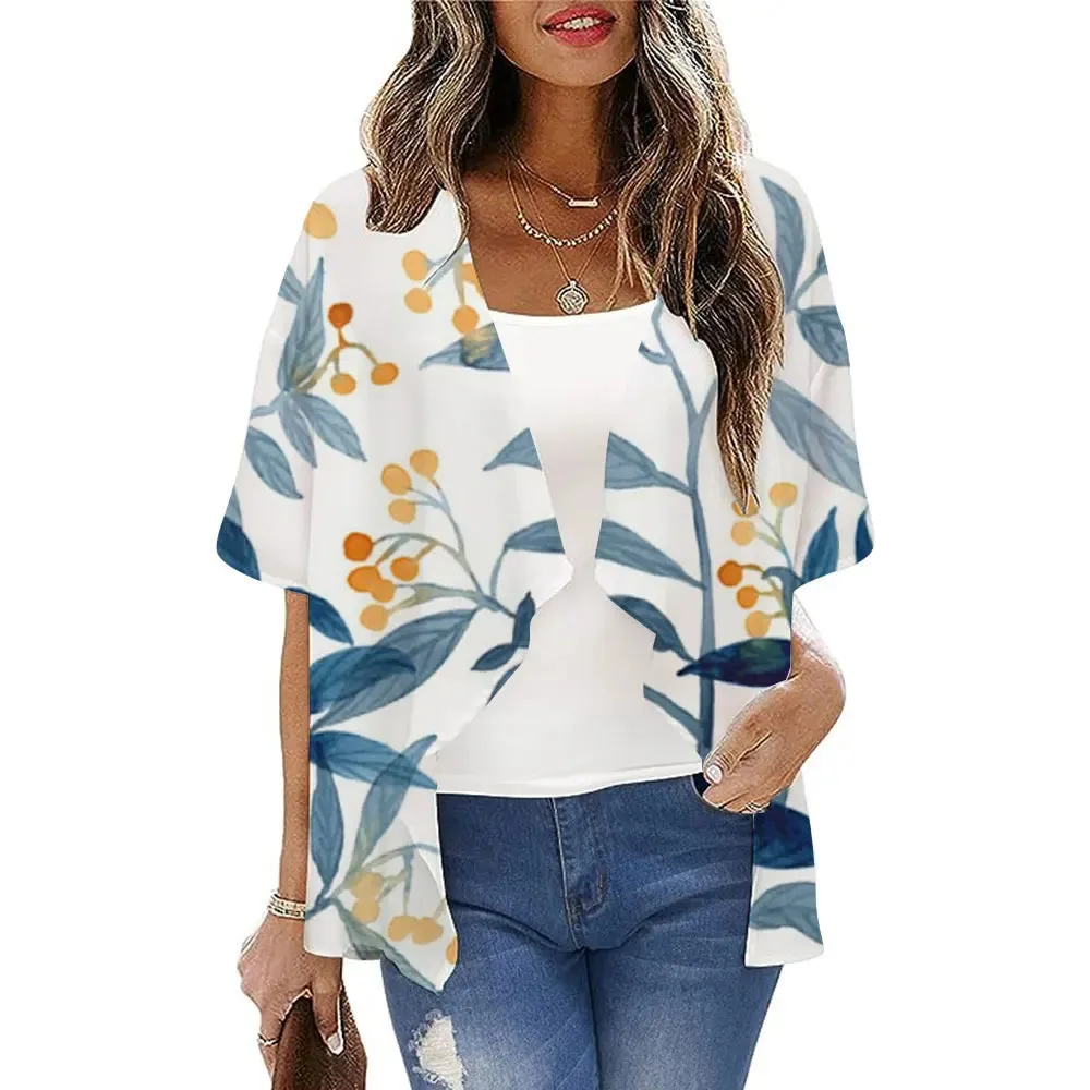 Boho Sexy Style Kimono Cardigan Leopard Printed Loose Long Kimono Ladies Beach Cover Up Tops Summer Blouses Swimsuit