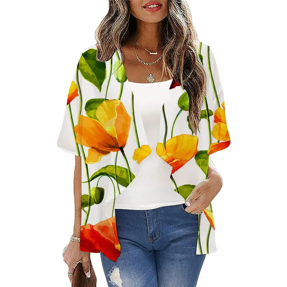 Boho Sexy Style Kimono Cardigan Leopard Printed Loose Long Kimono Ladies Beach Cover Up Tops Summer Blouses Swimsuit